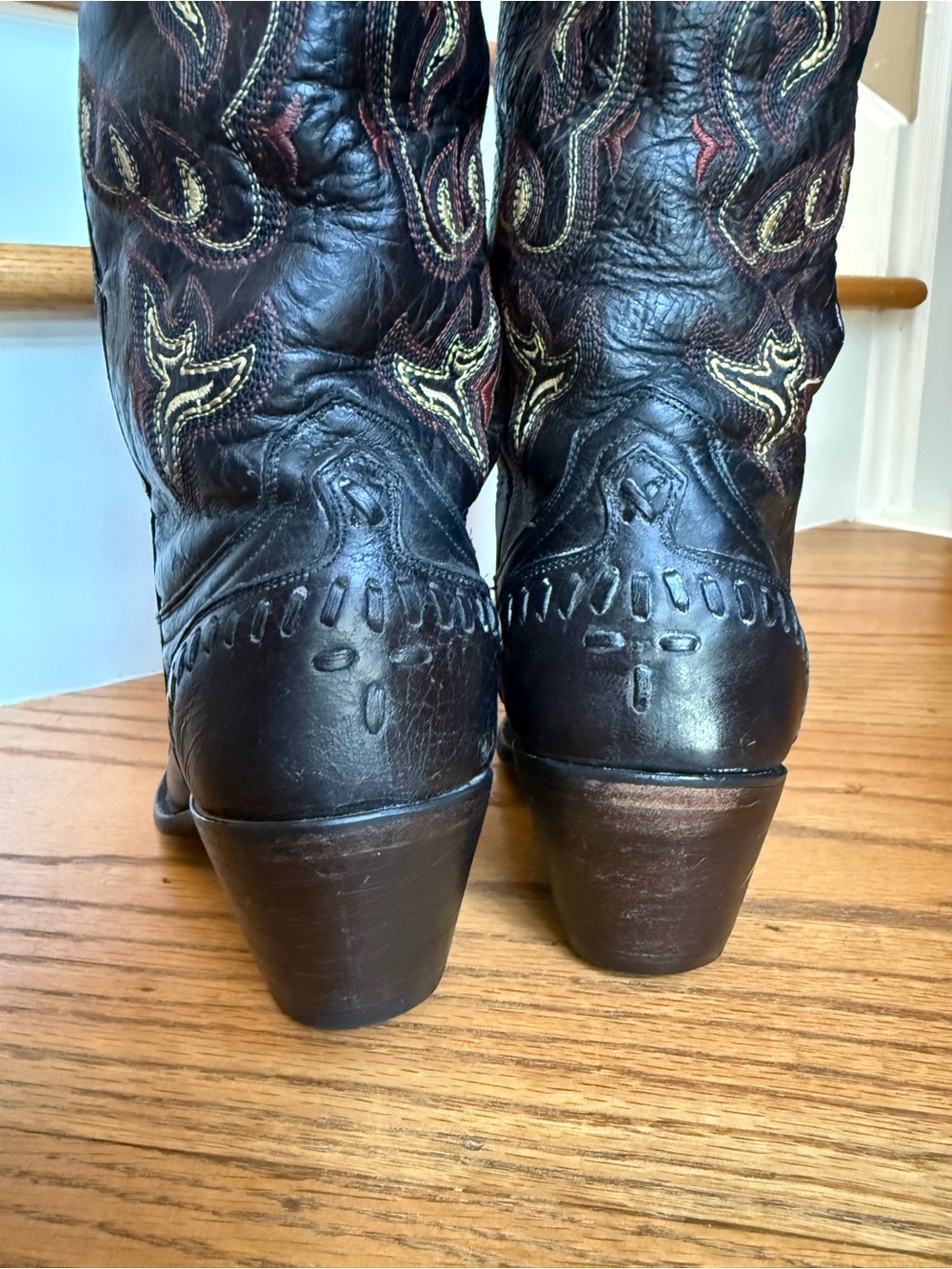 Lucchese Black Leather Western Cowboy Women's Boots Size: 8B Made In Mexico - Picture 10 of 16